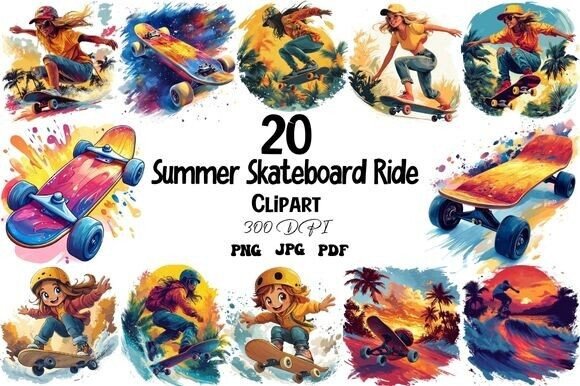 Download Summer Skateboard Ride Clipart - Clipart Collection