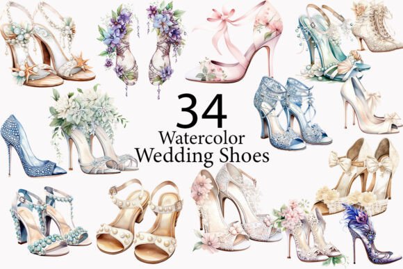 Download Watercolor Wedding Shoes Clipart - Clipart Collection