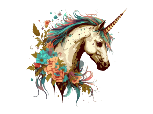 Download Watercolor Floral Unicorn Vector Clipart - Clipart Collection