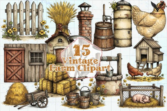 Download Vintage Farm Clipart PNG - Clipart Collection