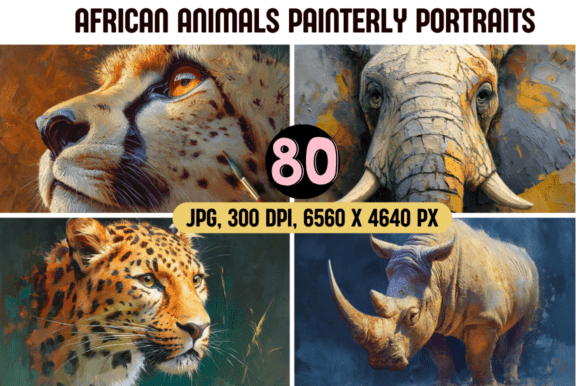 Download Painterly African Animal Portraits - Paint Collection