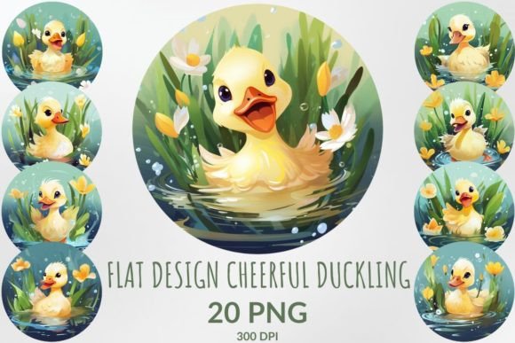 Download Flat Design Cheerful Duckling Clipart - Clipart Collection