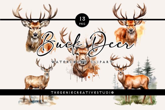 Download Watercolor PNG Buck Deer Clipart - Clipart Collection