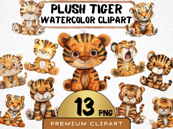 Download Watercolor Plush Tiger Clipart - Clipart Collection