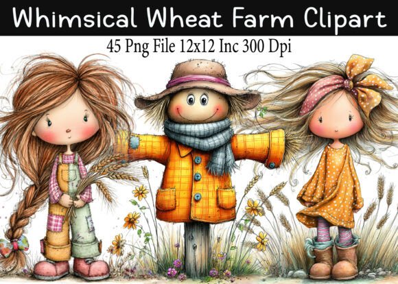 Download Whimsical Wheat Farm Clipart PNG - Clipart Collection