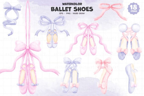 Download Watercolor Ballet Shoes Clipart Set - Clipart Collection