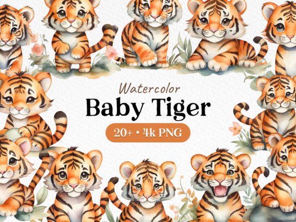 Download Bundle Watercolor Tiger Clipart PNG - Clipart Collection