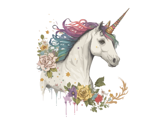 Download Watercolor Floral Unicorn Vector Clipart - Clipart Collection