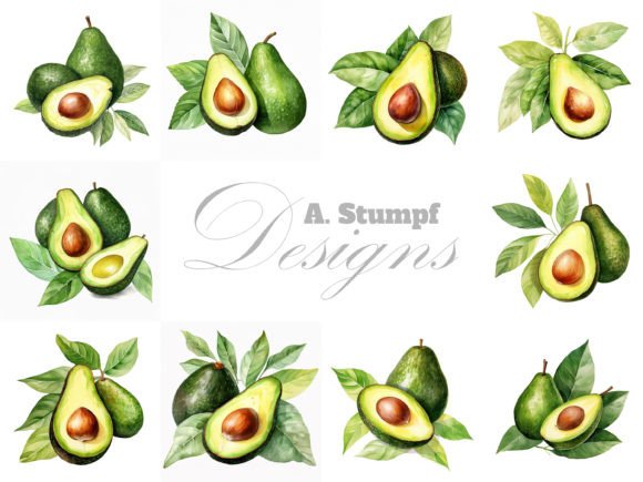 Download Avocado Watercolor Fruit Clipart Set - Clipart Collection