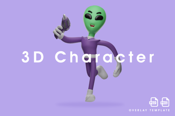 Download 3D Alien Design Running with a Gun - Alien Collection