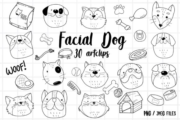 Download Facial Dog Clipart, Doodle Outline - Clipart Collection