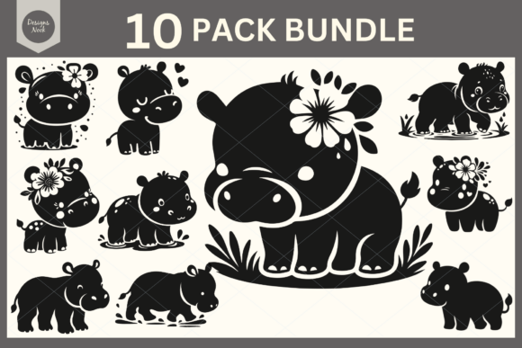 Download Baby Hippo SVG File Clipart Silhouette - Clipart Collection