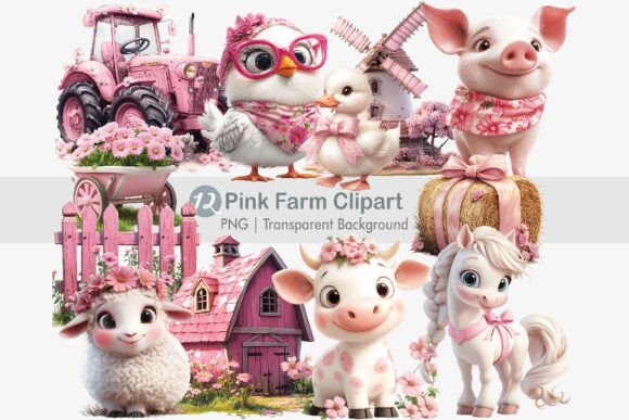 Download Pink Farm Clipart Bundle - Clipart Collection