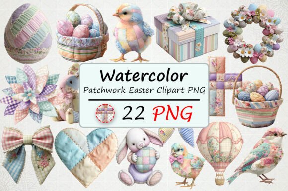 Download Watercolor Patchwork Easter Clipart PNG - Clipart Collection