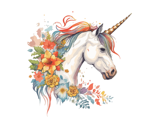 Download Watercolor Floral Unicorn Vector Clipart - Clipart Collection
