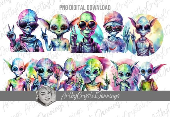Download Hippie Peace Sign Space Alien Design PNG - Alien Collection