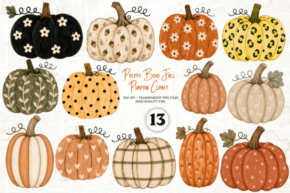 Download Preppy Boho Fall Pumpkin Clipart - Clipart Collection