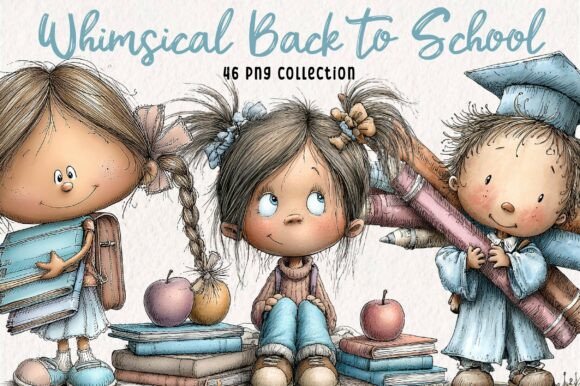 Download Whimsical Back to School Kids Clipart - Clipart Collection
