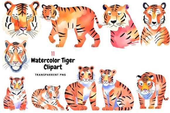 Download Watercolor Tiger Clipart PNG - Clipart Collection