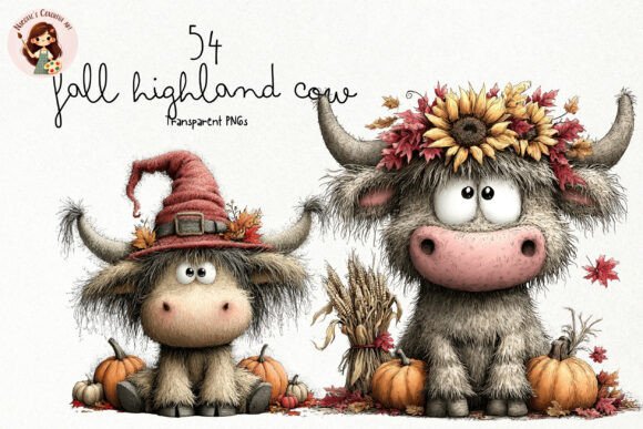 Download Fall Highland Cow PNG Clipart Bundle - Clipart Collection