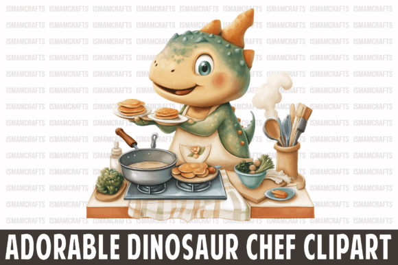 Download Adorable Dinosaur Chef Clipart PNG - Clipart Collection