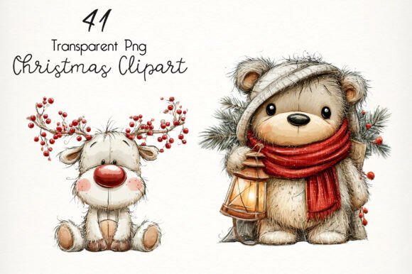 Download Watercolor Christmas Teddy Bear Clipart - Clipart Collection