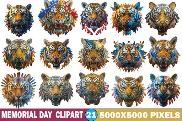 Download Memorial Day Watercolor Tiger Clipart - Clipart Collection