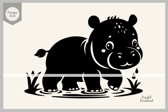 Download Baby Hippo SVG File Clipart Silhouette - Clipart Collection