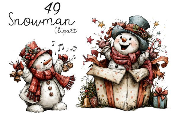 Download Christmas Whimsical Snowman Clipart - Clipart Collection