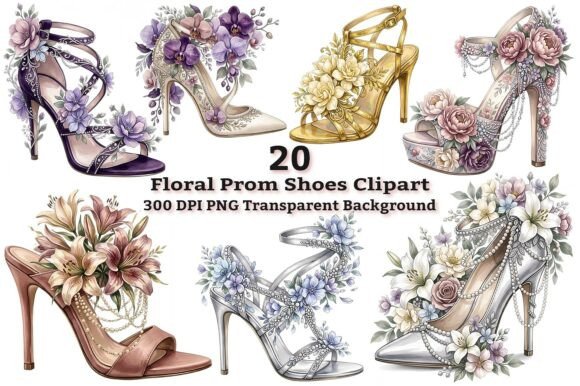 Download Elegant Floral Prom Shoes Clipart - Clipart Collection