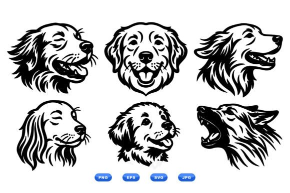 Download Playful Dog Head Clipart Set - Clipart Collection