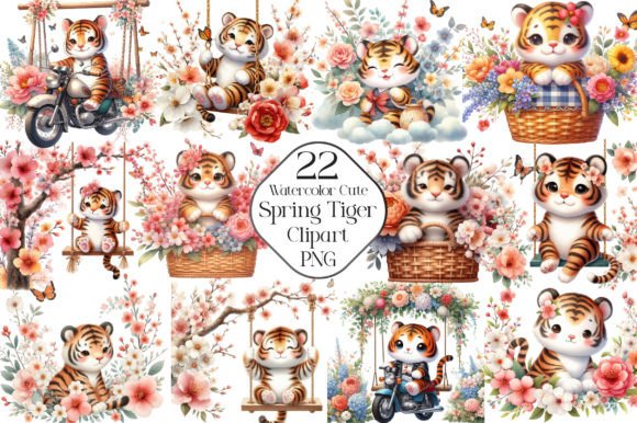 Download Watercolor Cute Spring Tiger Clipart - Clipart Collection