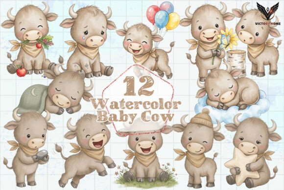 Download Watercolor Baby Cow Clipart PNG - Clipart Collection