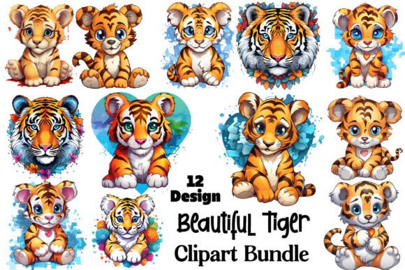 Download Beautiful Tiger Clipart PNG Bundle - Clipart Collection