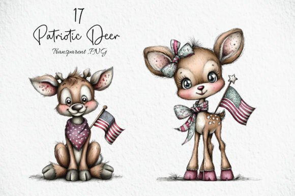 Download Whimsical USA Patriotic Deer Clipart - Clipart Collection