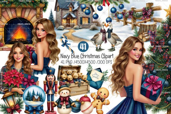 Download Navy Blue Christmas Clipart - Clipart Collection