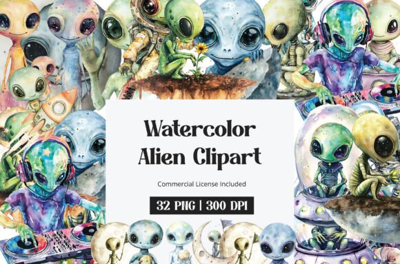 Download Watercolor Alien Clipart - Alien Collection