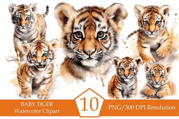 Download Watercolor Baby Tiger Clipart, Tigers - Clipart Collection