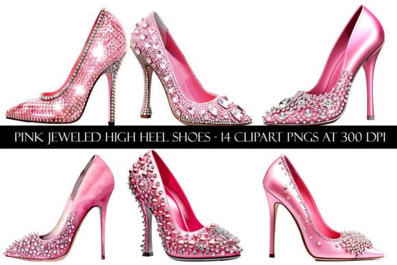 Download Pink Jeweled High Heel Shoes Clipart - Clipart Collection