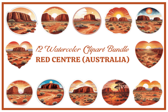 Download Red Centre Watercolor Clipart Bundle - Clipart Collection
