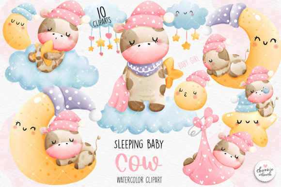 Download Sleeping Baby Cow Clipart, Baby Girl - Clipart Collection