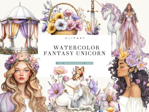 Download Watercolor Fantasy Unicorn Clipart - Clipart Collection