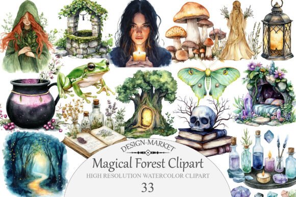 Download Watercolor Magical Forest Clipart - Clipart Collection