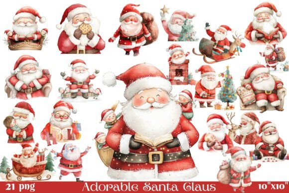 Download Adorable Santa Claus PNG Clipart Set - Clipart Collection