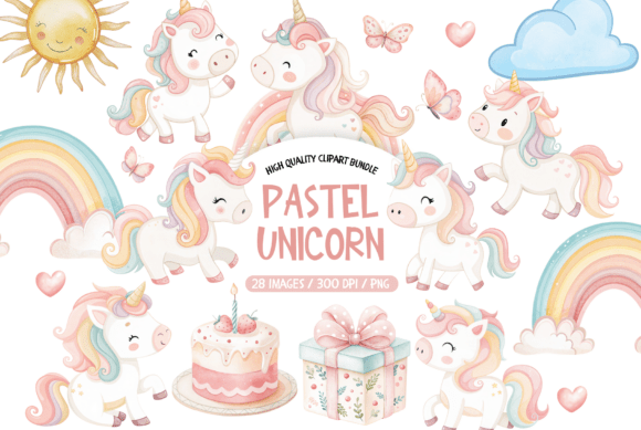 Download Pastel Unicorn Clipart Bundle Set - Clipart Collection