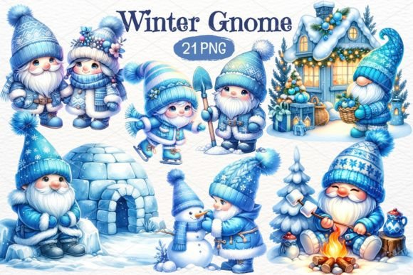 Download Winter Gnome Watercolor Clipart Bundle - Clipart Collection