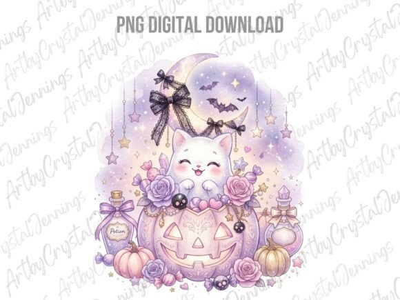 Download Pastel Halloween Cat Pumpkin Clipart PNG - Clipart Collection