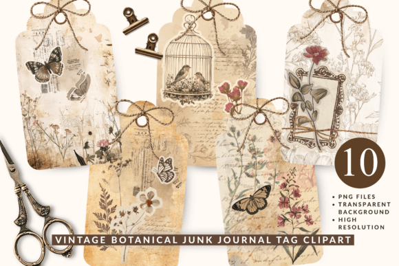 Download Vintage Collage Junk Journal Tag Clipart - Clipart Collection