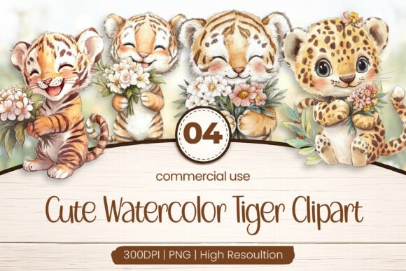 Download Cute Watercolor Tiger Clipart PNG - Clipart Collection