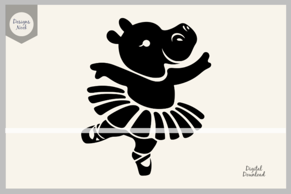 Download Ballerina Hippo SVG Clipart Silhouette - Clipart Collection
